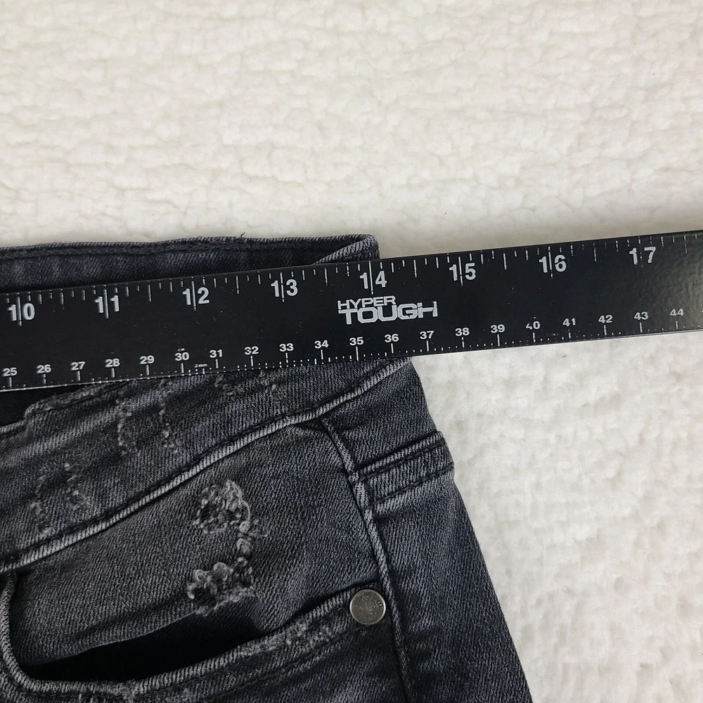 Judy Blue Jeans Womens 7/28 Skinny Fit Distress Buffalo‎ Plaid Dark Gray Wash
